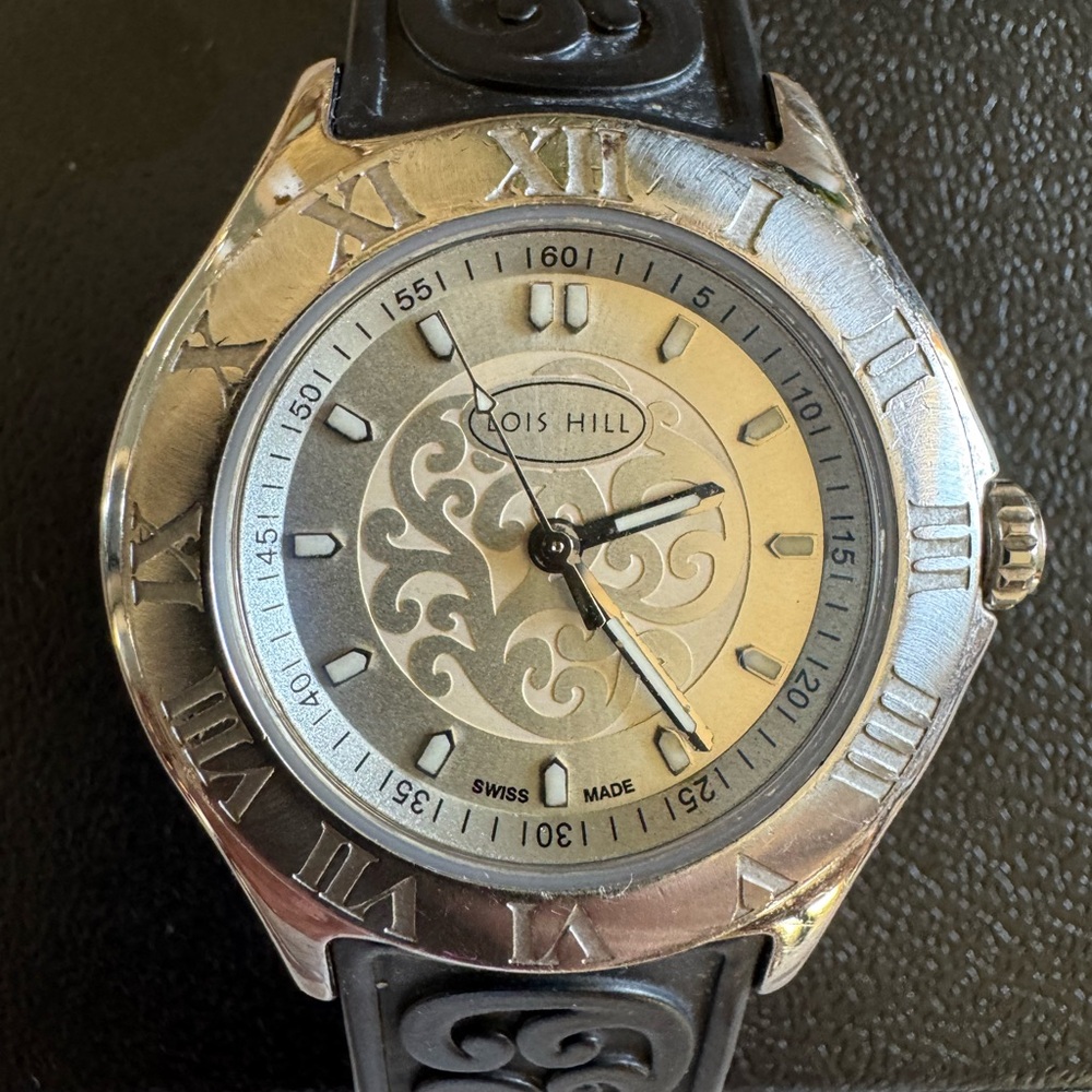 Lois Hill Swiss Made Silver and Black Women’s Watch - Picture 2 of 5